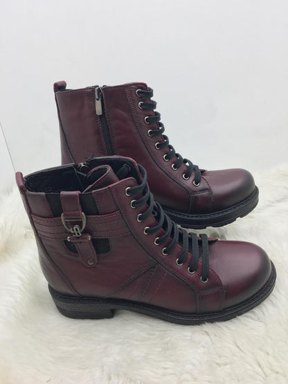 ÇİĞDEM BORDO GERÇEK DERİ KISA POSTAL BOT (LDYWST B1A) - BORDO