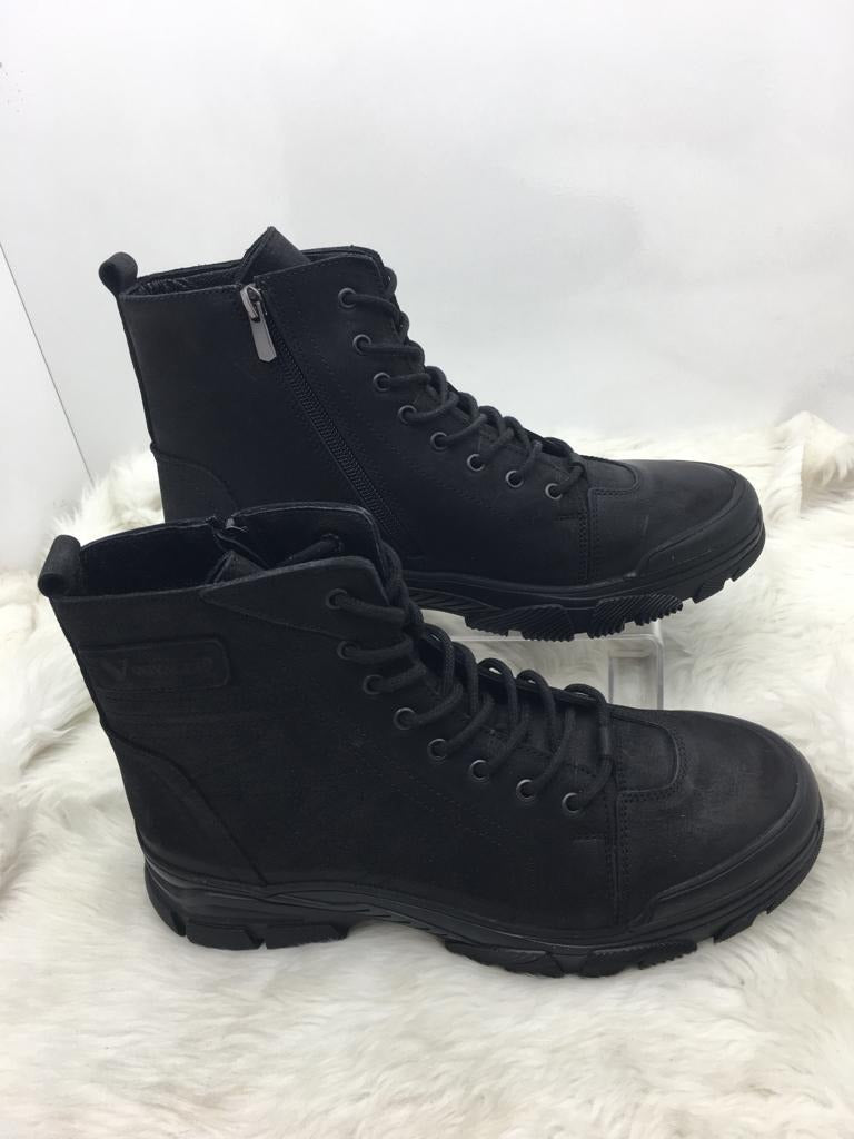 VOYAGER GERÇEK CRAYZ DERİ SİYAH ERKEK FERMUARLI BOT (6021) - SİYAH