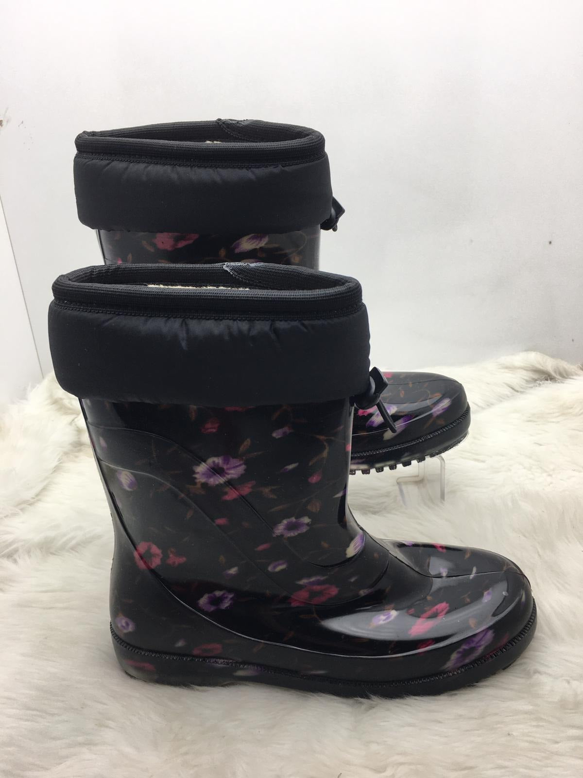 ÇİĞDEM İÇİ TÜYLÜ ÇİÇEKLİ LASTİK ÇİZME - RENKLİ