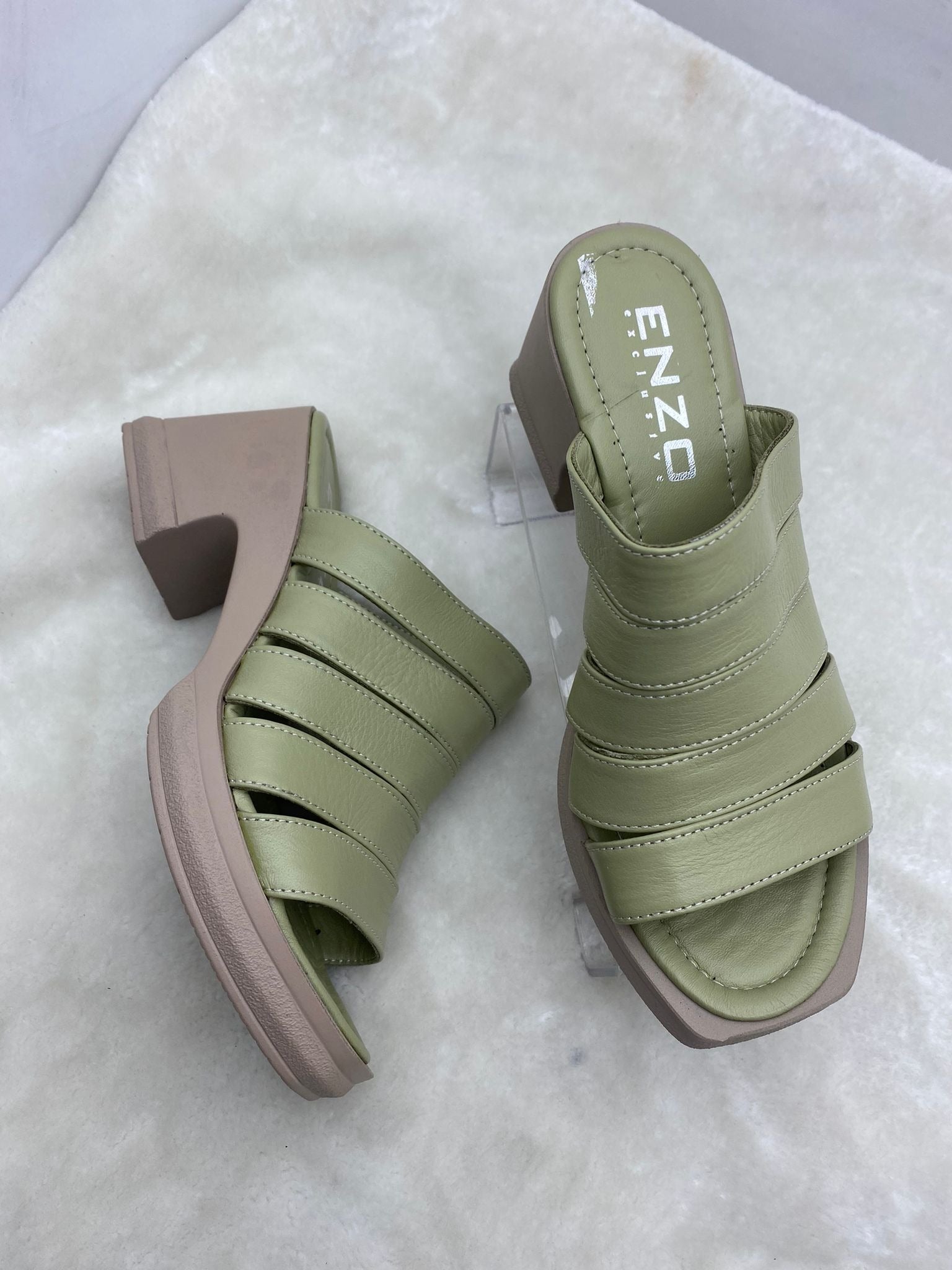 ÇİĞDEM PASTEL YEŞİL GERÇEK DERİ PLATFORM TOPUKLU TERLİK - PASTEL YEŞİL