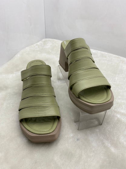ÇİĞDEM PASTEL YEŞİL GERÇEK DERİ PLATFORM TOPUKLU TERLİK - PASTEL YEŞİL