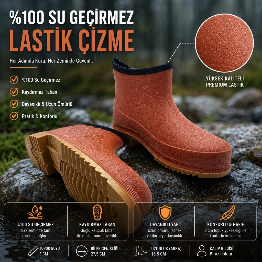 ULAŞ TURUNCU KREP BAHÇE KISA LASTİK ÇİZME - TURUNCU