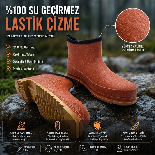 ULAŞ TURUNCU KREP BAHÇE KISA LASTİK ÇİZME - TURUNCU