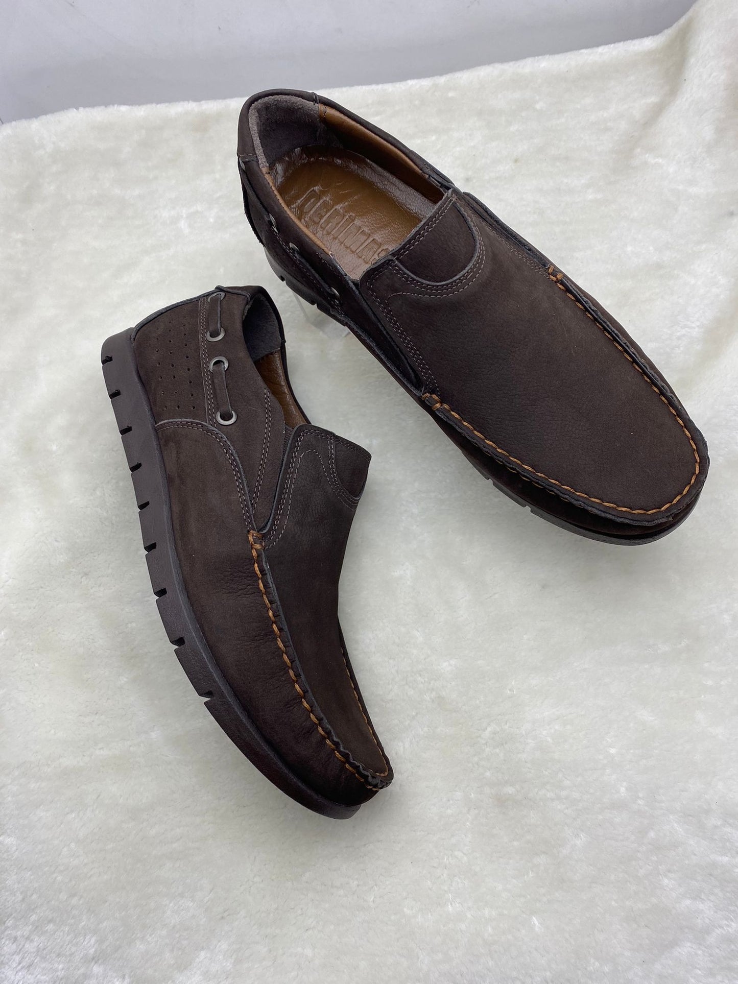 ÇİĞDEM KAHVERENGİ HAKİKİ NUBUK DERİ TIMBIRLEND (8017) - KAHVERENGİ