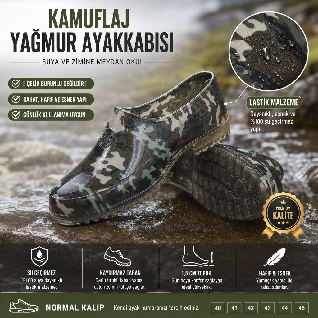 ERKEK KAMUFLAJ LASTİK AYAKKABI - KAMUFLAJ