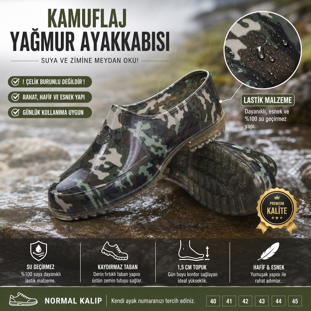 ERKEK KAMUFLAJ LASTİK AYAKKABI - KAMUFLAJ