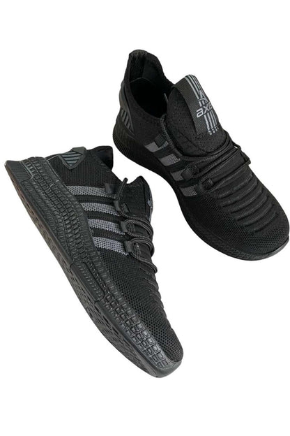 ÇİĞDEM ÇOK RAHAT SÜS BAĞLI FİLELİ SNEAKER AYAKKABI(AXS) - SİYAH-GRİ