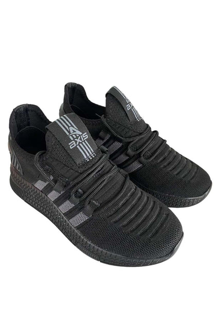 ÇİĞDEM ÇOK RAHAT SÜS BAĞLI FİLELİ SNEAKER AYAKKABI(AXS) - SİYAH-GRİ