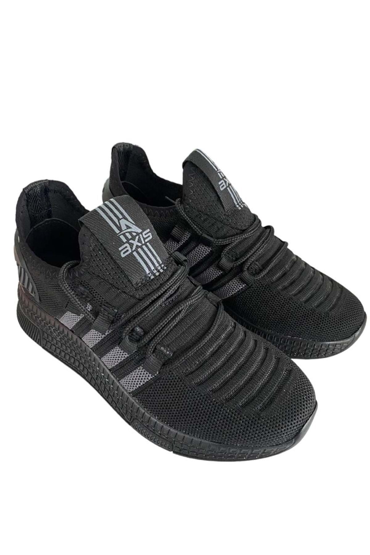ÇİĞDEM ÇOK RAHAT SÜS BAĞLI FİLELİ SNEAKER AYAKKABI(AXS) - SİYAH-GRİ