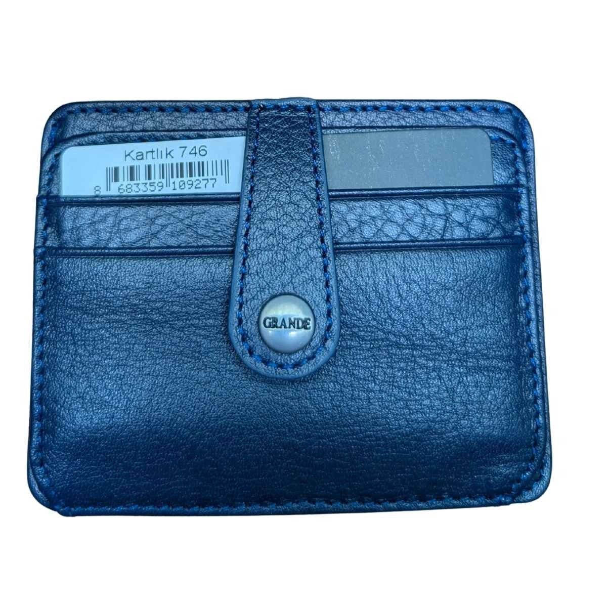 GRANDE - 746 - UNISEX GERÇEK DERİ KARTLIK - LACİVERT