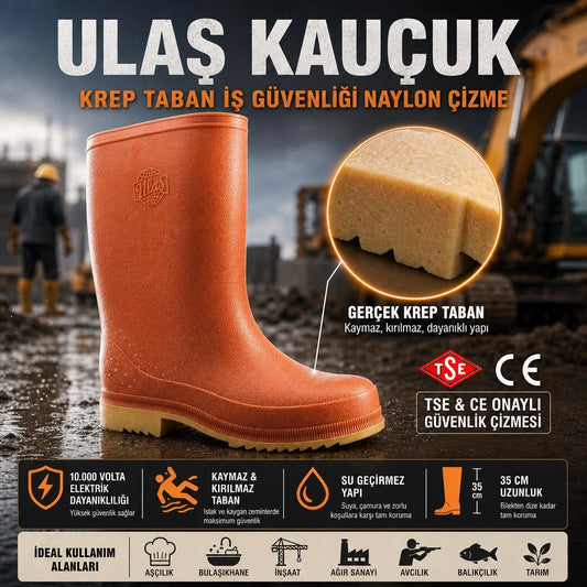 Ulaş Krep Kauçuk Taban Çizme Unisex - TURUNCU ORTA