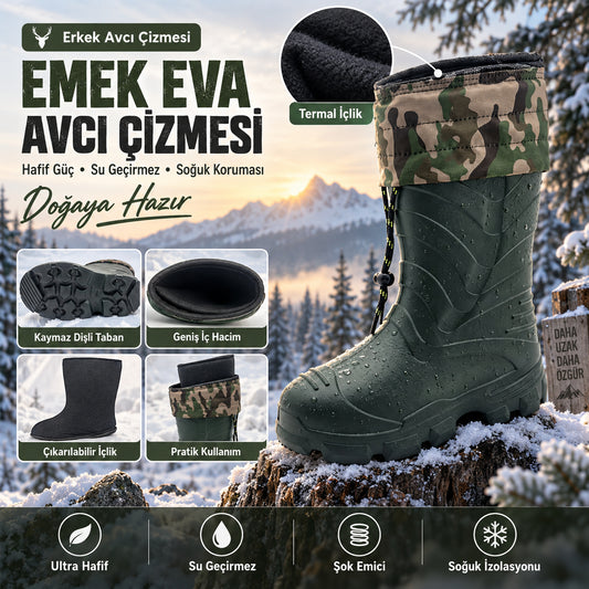 EMEK - GERÇEK EVA KAUÇUK AVCI ÇİZMESİ - HAKİ YEŞİL