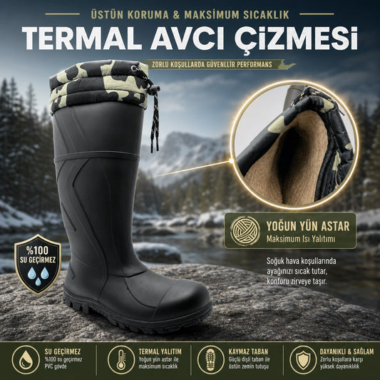 ULAŞ İÇİ YÜNLÜ AVCI ÇİZMESİ - YEŞİL-UZUN