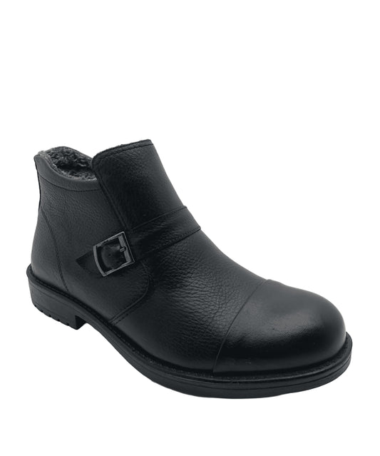 GAMZE - 9859 - İÇİ KÜRKLÜ GERÇEK DERİ BOT - SİYAH