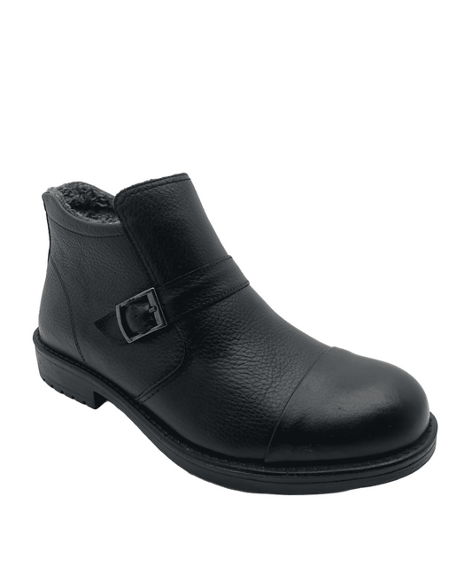 GAMZE - 9859 - İÇİ KÜRKLÜ GERÇEK DERİ BOT - SİYAH