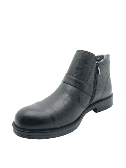 GAMZE - 9859 - İÇİ KÜRKLÜ GERÇEK DERİ BOT - SİYAH