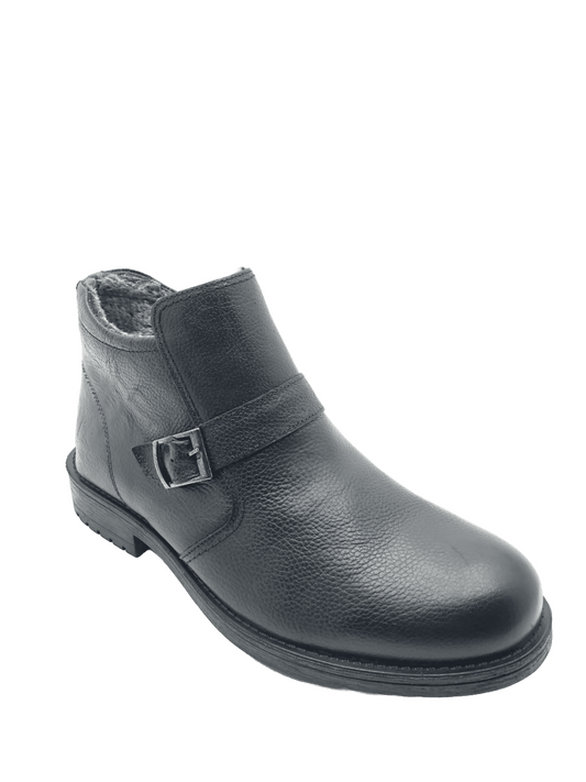 GAMZE - 8195 - İÇİ KÜRKLÜ GERÇEK DERİ BOT - SİYAH