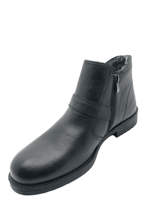 GAMZE - 8195 - İÇİ KÜRKLÜ GERÇEK DERİ BOT - SİYAH