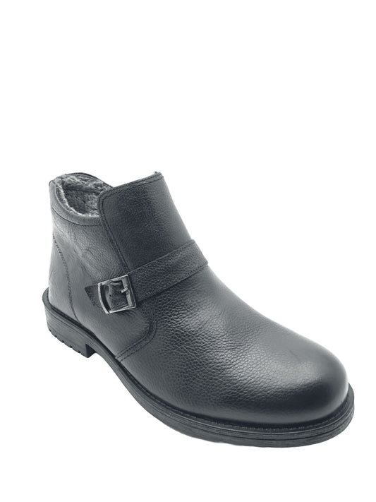 GAMZE - 8195 - İÇİ KÜRKLÜ GERÇEK DERİ BOT - SİYAH