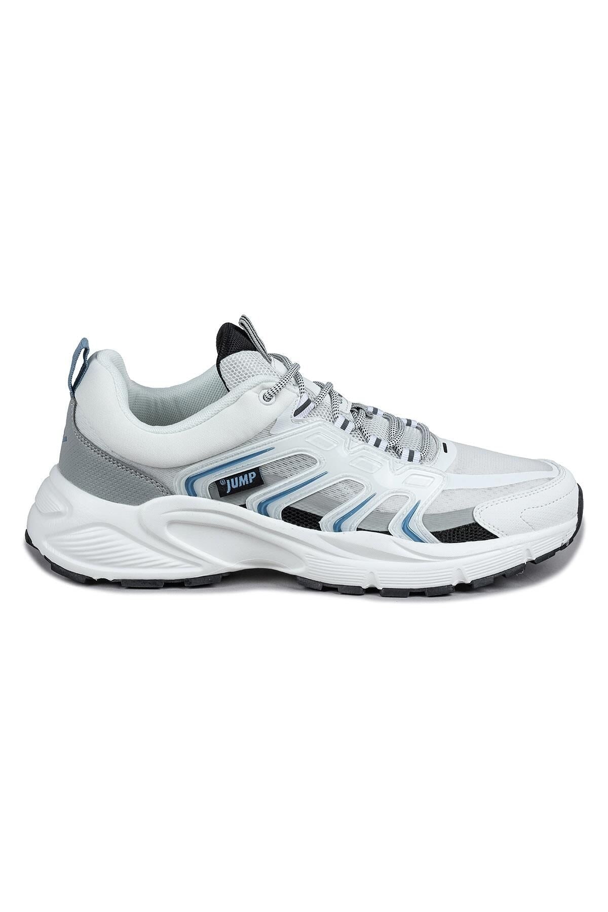 JUMP 29728 ERKEK FİLELİ GÜNLÜK SNEAKER SPOR AYAKKABI - BEYAZ-MAVİ