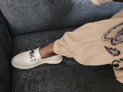 JULEP-KADIN GERÇEK DERİ OXFORD GÜNLÜK AYAKKABI(brçA17-A17A) - BEJ