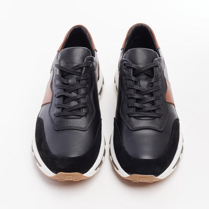 VOYAGER 6672 GERÇEK DERİ ERKEK SNEAKER AYAKKABI - SİYAH-HARDAL