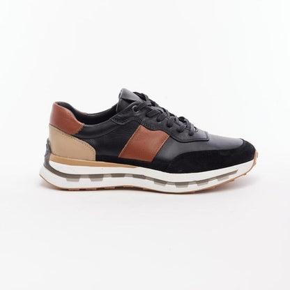VOYAGER 6672 GERÇEK DERİ ERKEK SNEAKER AYAKKABI - SİYAH-HARDAL