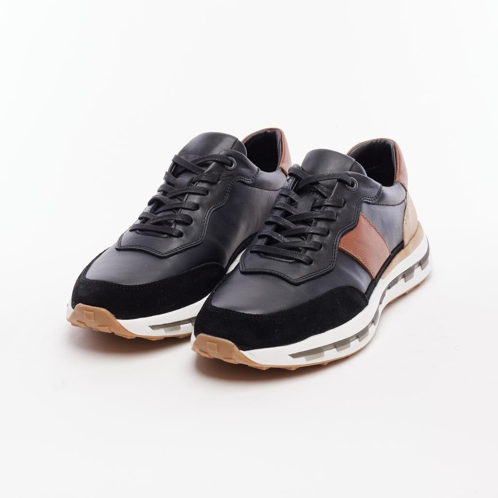 VOYAGER 6672 GERÇEK DERİ ERKEK SNEAKER AYAKKABI - SİYAH-HARDAL