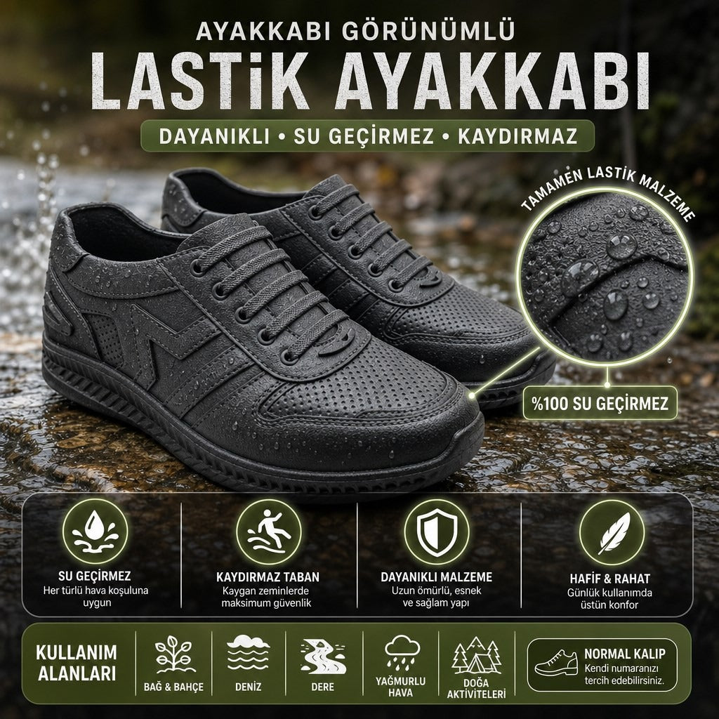 ÇİĞDEM KUNDURA SPOR LASTİK AYAKKABI - SİYAH