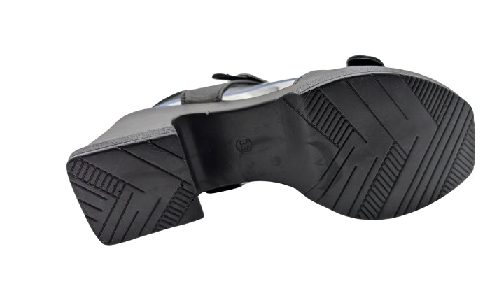 Enzo SunFlair Hakiki Deri Kadın Topuklu Sandalet - SunFlair - SİYAH