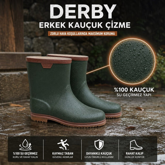 Derby Erkek Kauçuk Lastik Çizme - YEŞİL