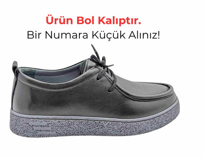 Çiğdem Kundura FerroWalk Erkek Hakiki Deri Günlük Casual Ayakkabı - FerroWalk - SİYAH