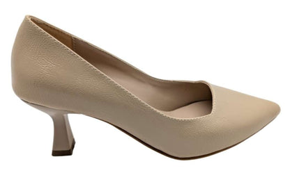 GraceStitch Kadın Suni Deri Stiletto - GraceStitch - KREM