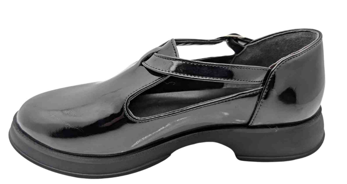 DazzleSole Kadın Suni Rugan Deri Babet - DazzleSole - SİYAH-RUGAN