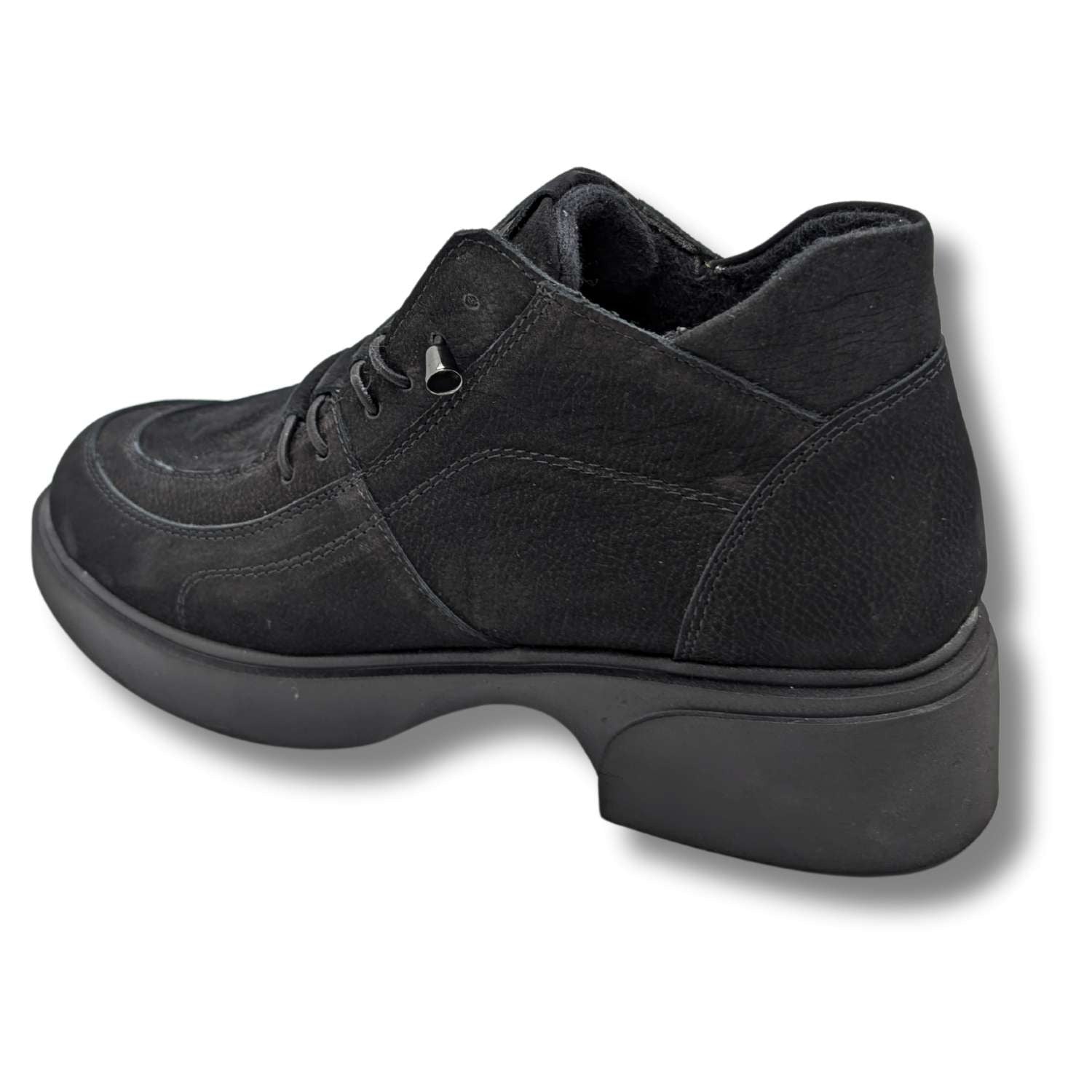 Passo - Kadın Gerçek Nubuk Deri Kısa Bot - Passo - SİYAH