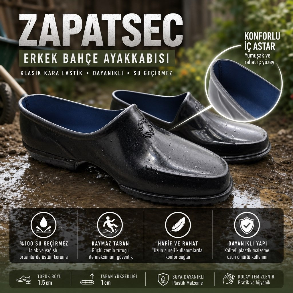 ZapatSec Erkek Bahçe Ayakkabısı (Kara Lastik) - ZapatSec - SİYAH