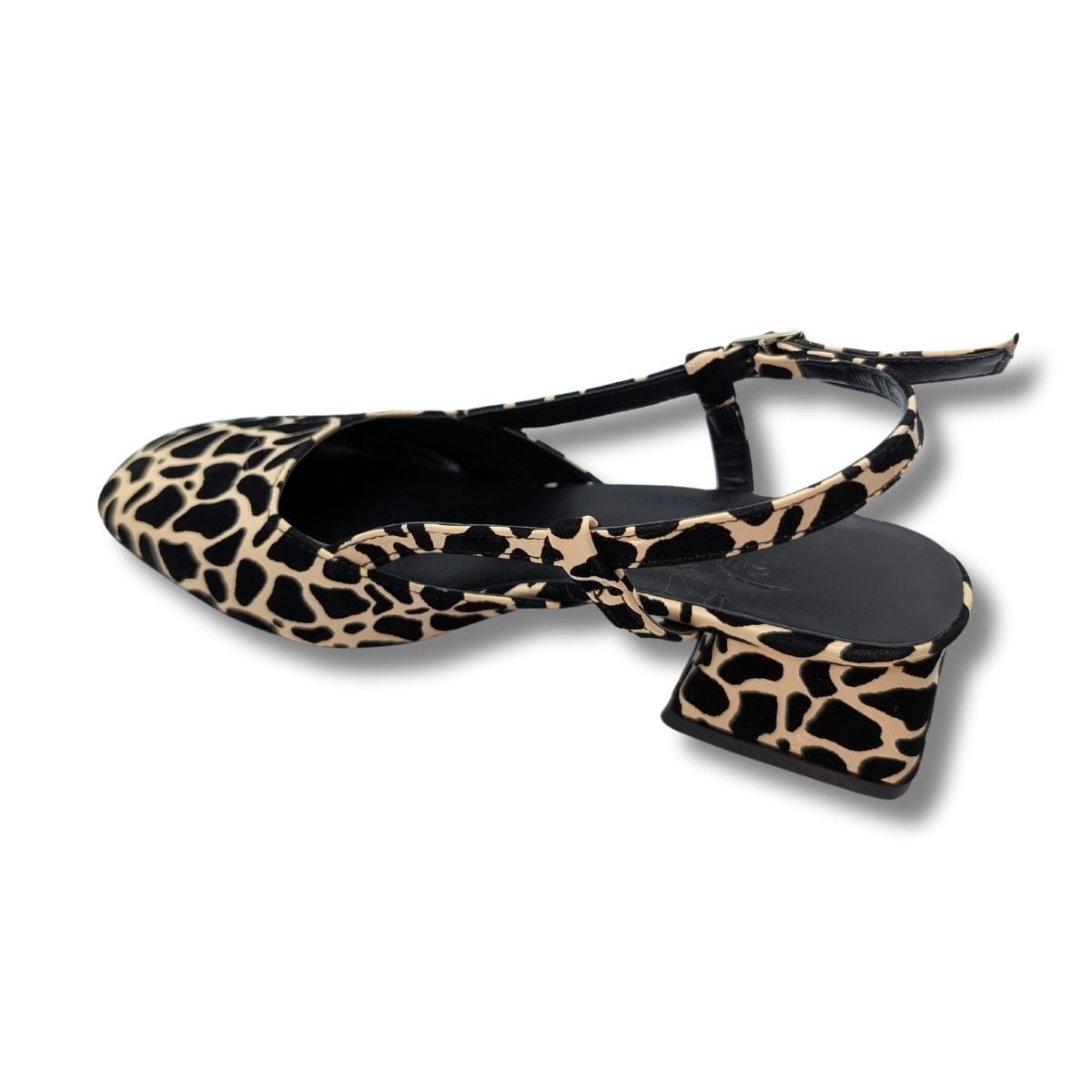 Bellezza - Leopar Desenli Suni Deri Kadın Topuklu Sandalet - Bellezza - LEOPAR