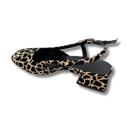 Bellezza - Leopar Desenli Suni Deri Kadın Topuklu Sandalet - Bellezza - LEOPAR
