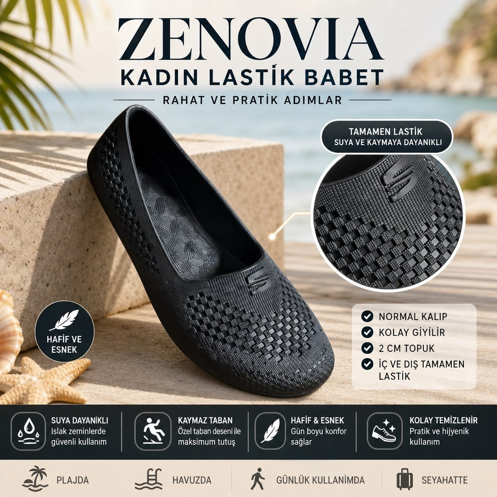Zenovia | Kadın Lastik Babet - SİYAH