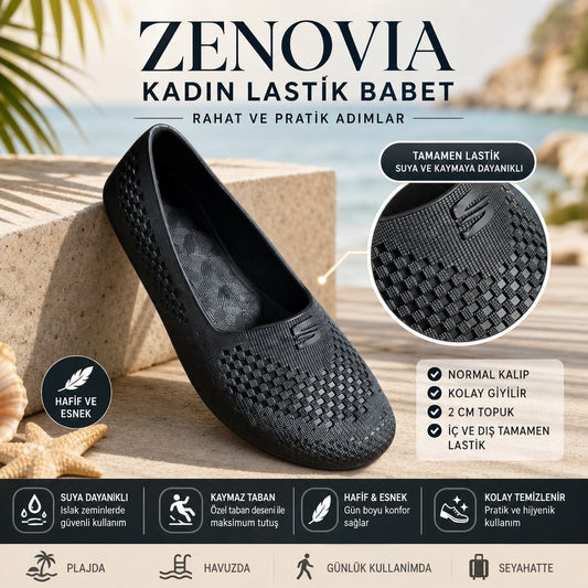 Zenovia | Kadın Lastik Babet - SİYAH