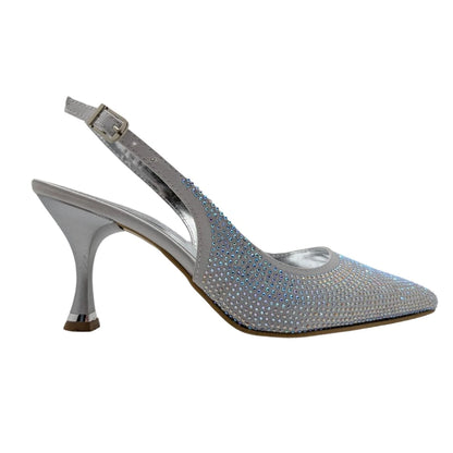 Christine | Taşlı Arkası Açık Stiletto - Christine - GÜMÜŞ
