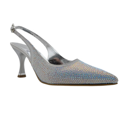 Christine | Taşlı Arkası Açık Stiletto - Christine - GÜMÜŞ