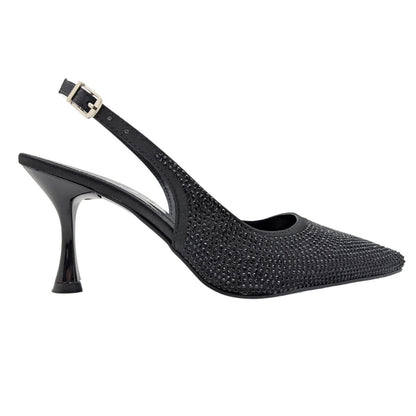 Christine | Taşlı Arkası Açık Stiletto - Christine - SİYAH