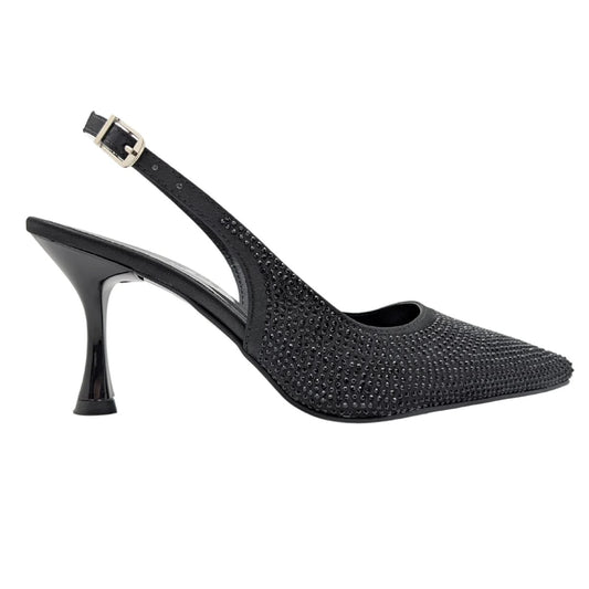 Christine | Taşlı Arkası Açık Stiletto - Christine - SİYAH