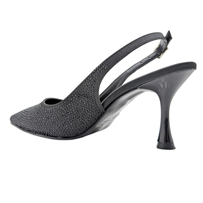 Christine | Taşlı Arkası Açık Stiletto - Christine - SİYAH