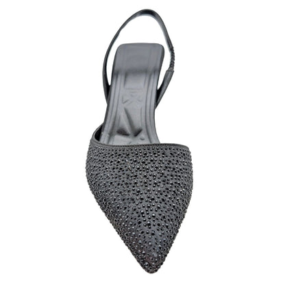 Brunhilde | Abiye Taşlı Topuklu Arkası Açık Stiletto - Brunhilde - SİYAH