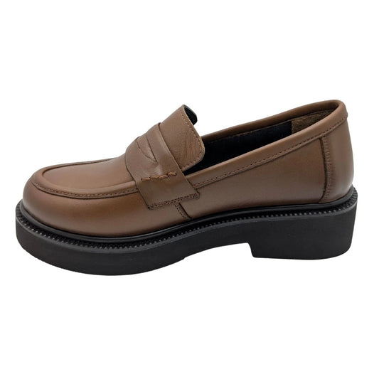 Tabya - 1010 | Kadın Hakiki Deri Ortopedik Kalın Taban Oxford Ayakkabı - TABA