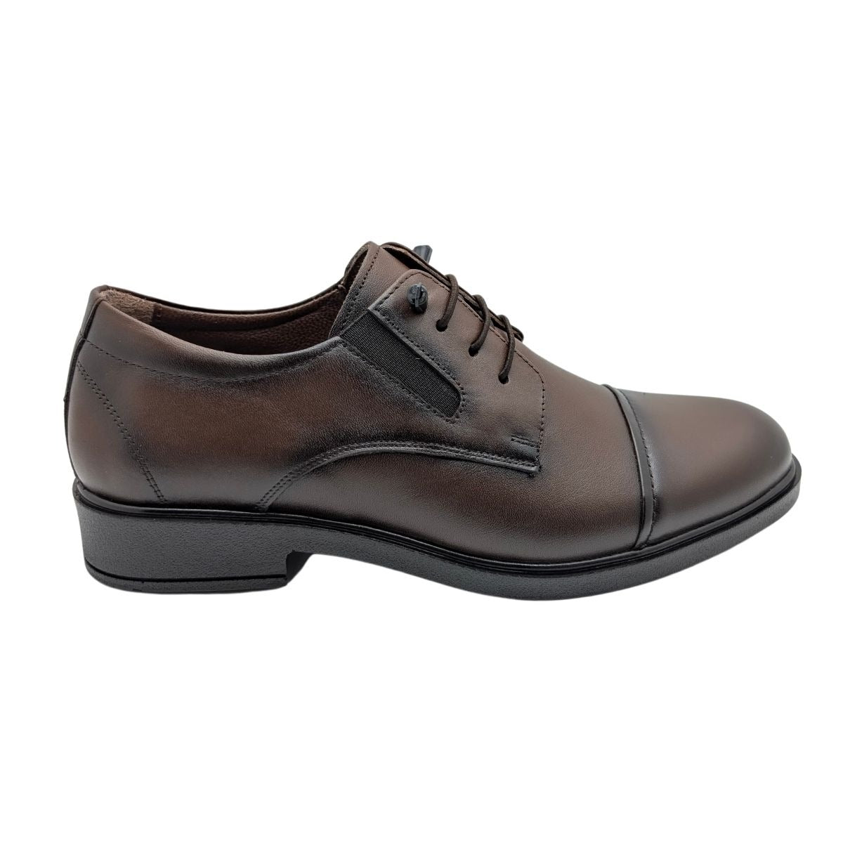 Akın - 376 | Erkek Hakiki Deri Lastik Bağcıklı Klasik Ayakkabı - KAHVERENGİ