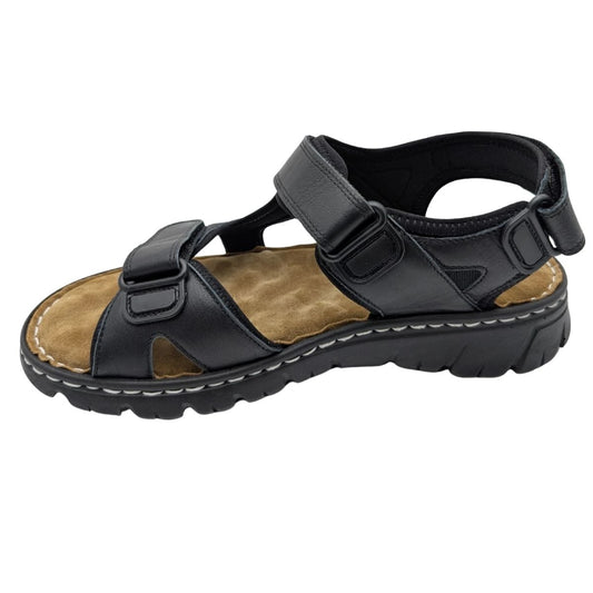 Sayar - 051 | Erkek Hakiki Deri Ortopedik Sandalet - SİYAH