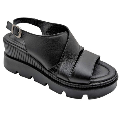 Leggero - Kadın Dolgu Topuklu Sandalet - SİYAH